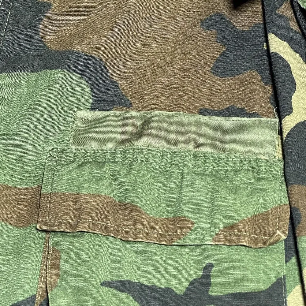Vintage 1980s Army‎ Woodland Camo Hot Weather Coat Combat BDU Size Small Long